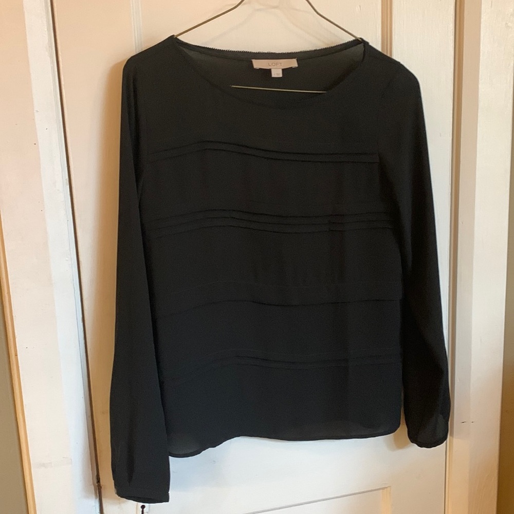 Curve Hem Black Ann Taylor Loft Blouse